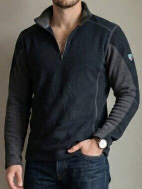 KÜHL Revel 1/4 Zip Fleece Sweater, Articulated 5-Panel Sleeves - Mens Large